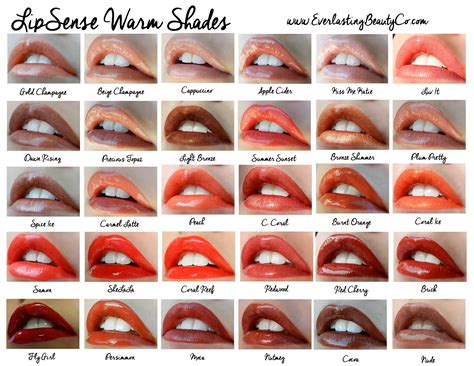 lipstick color chart.